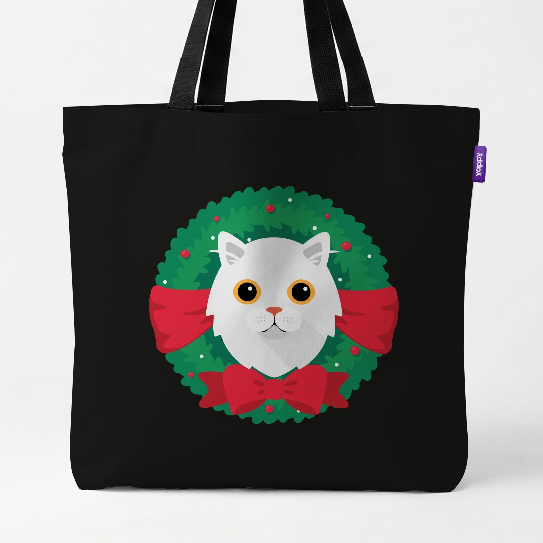 'Festive Wreath' - Personalised {breedCommonName} Canvas Bag