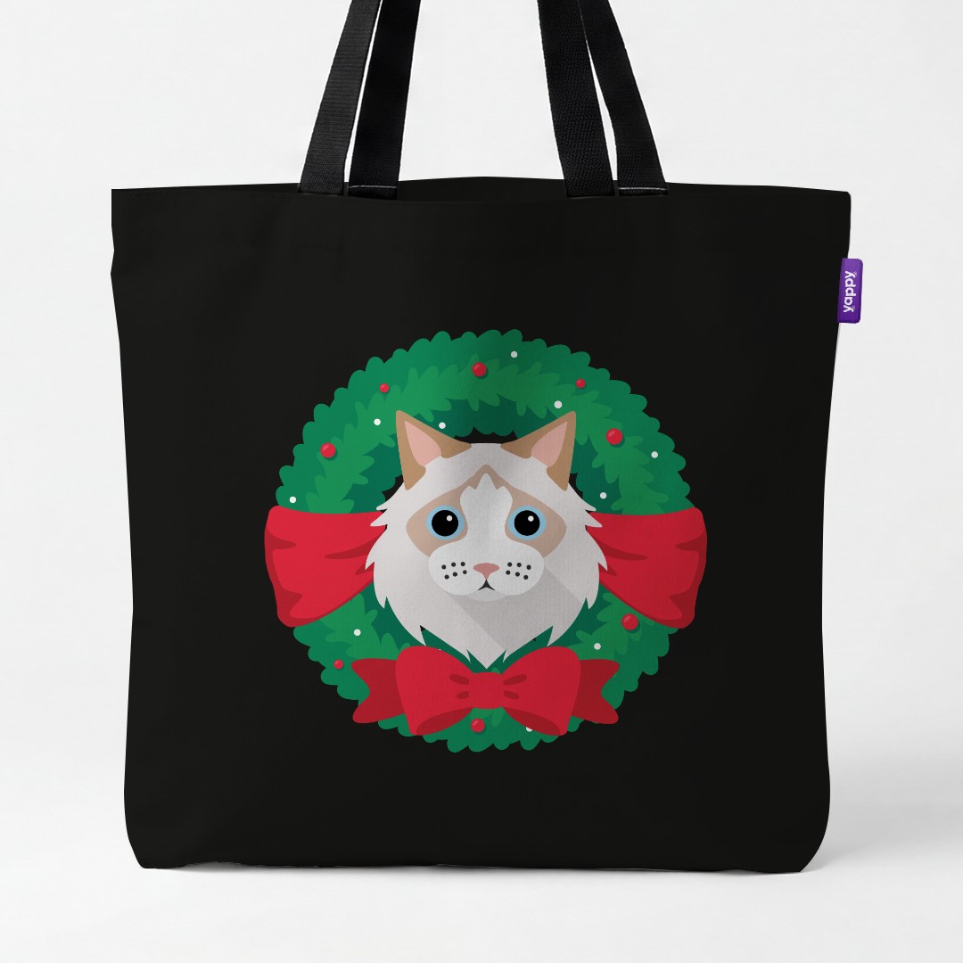 'Festive Wreath' - Personalised {breedCommonName} Canvas Bag