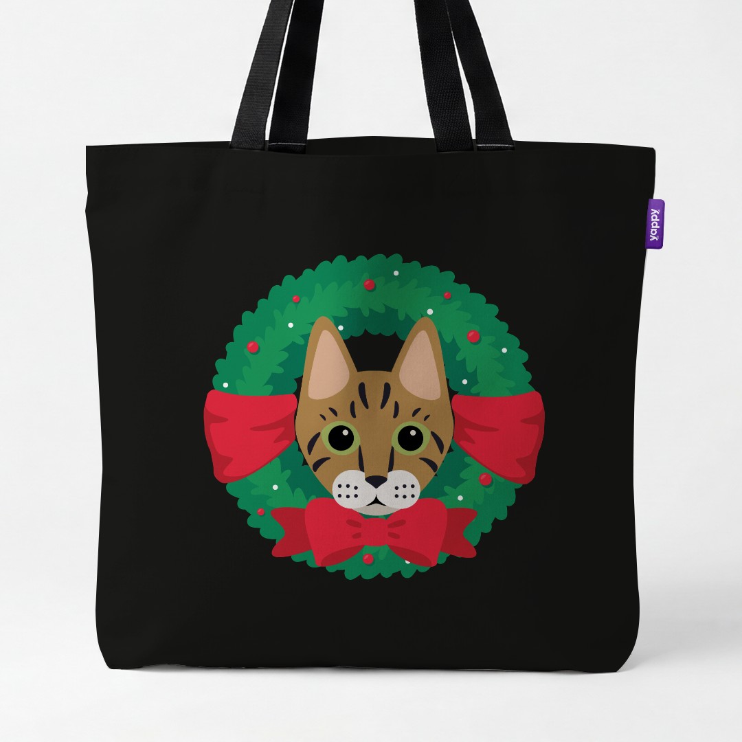 'Festive Wreath' - Personalised {breedCommonName} Canvas Bag