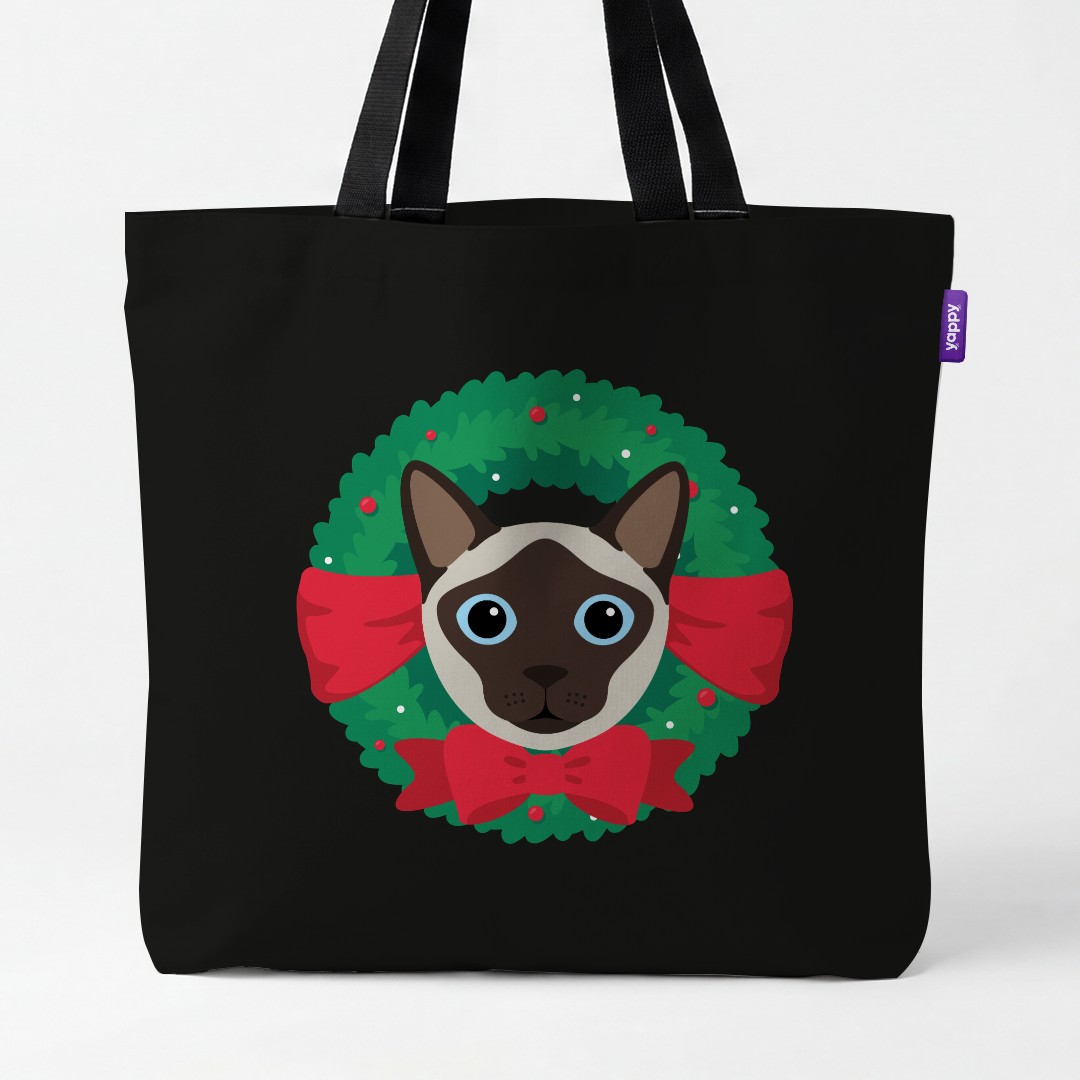 'Festive Wreath' - Personalised {breedCommonName} Canvas Bag