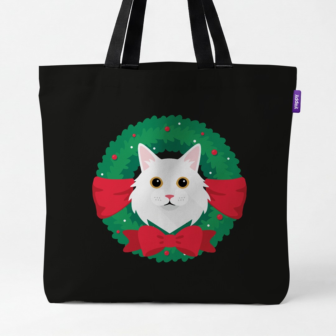 'Festive Wreath' - Personalised {breedCommonName} Canvas Bag