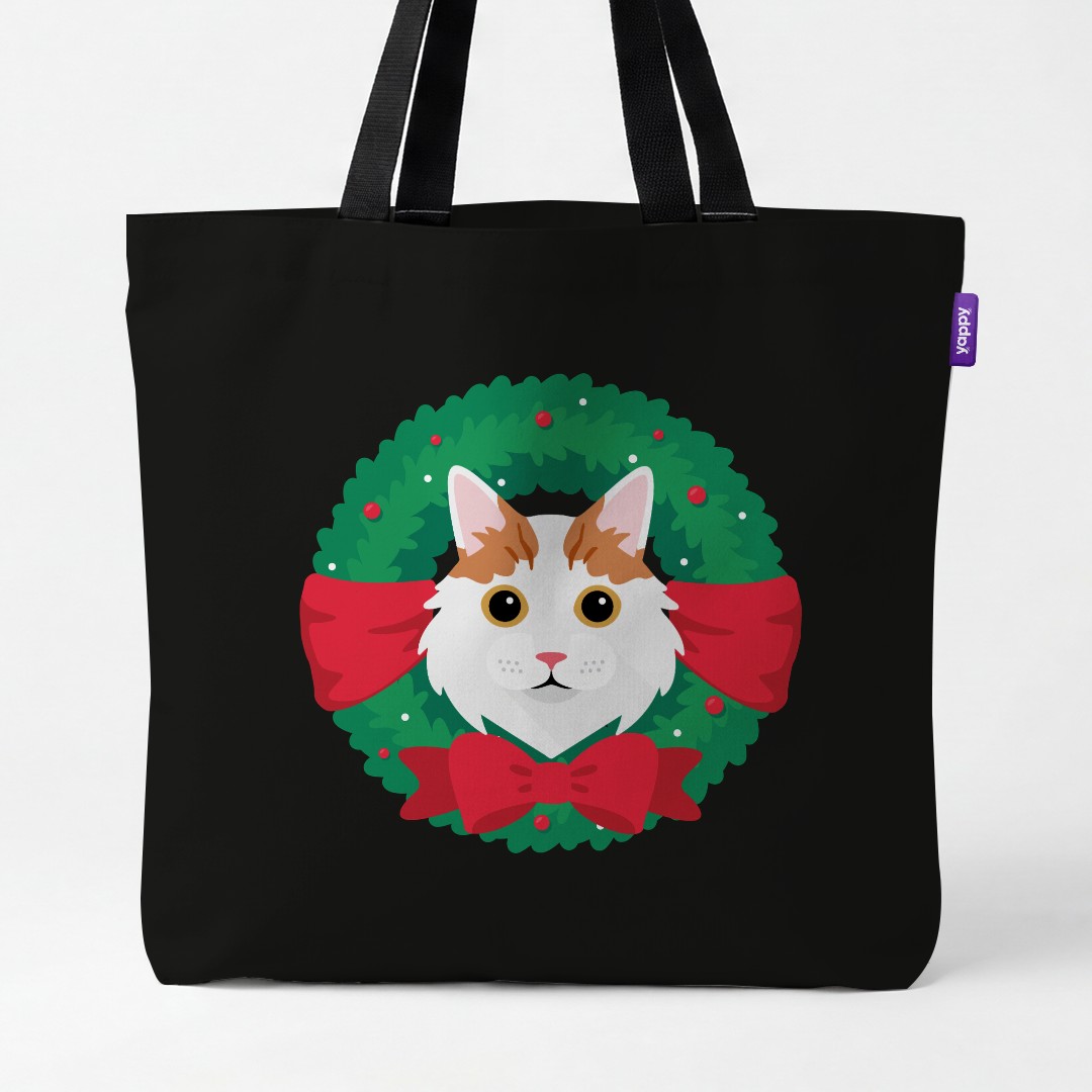 'Festive Wreath' - Personalised {breedCommonName} Canvas Bag