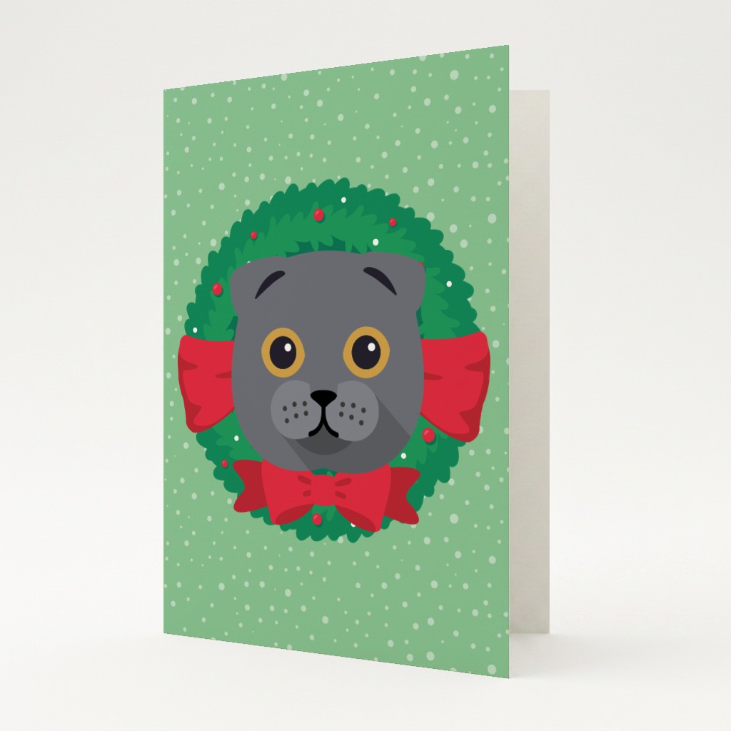 Festive Wreath: Personalized {breedFullName} Card