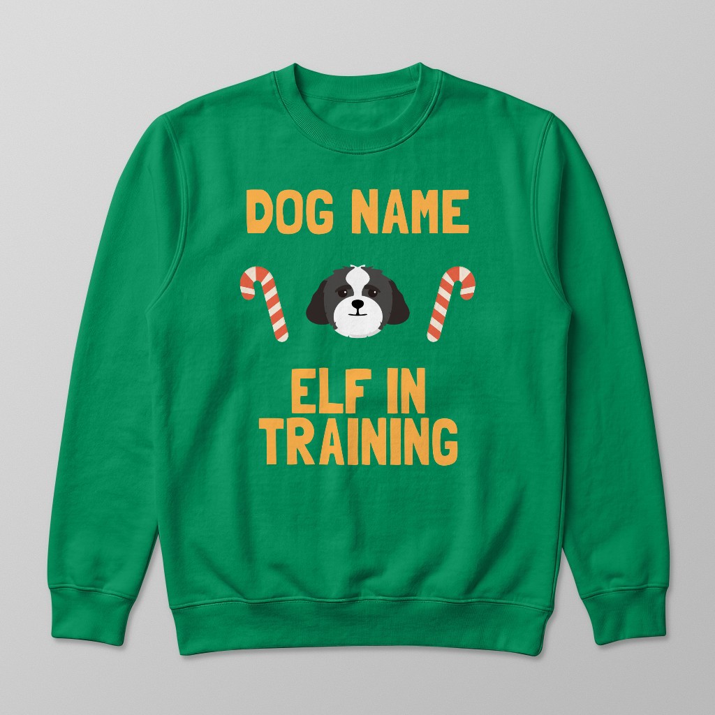 Elf In Training: Personalised {breedFullName} Sweatshirt