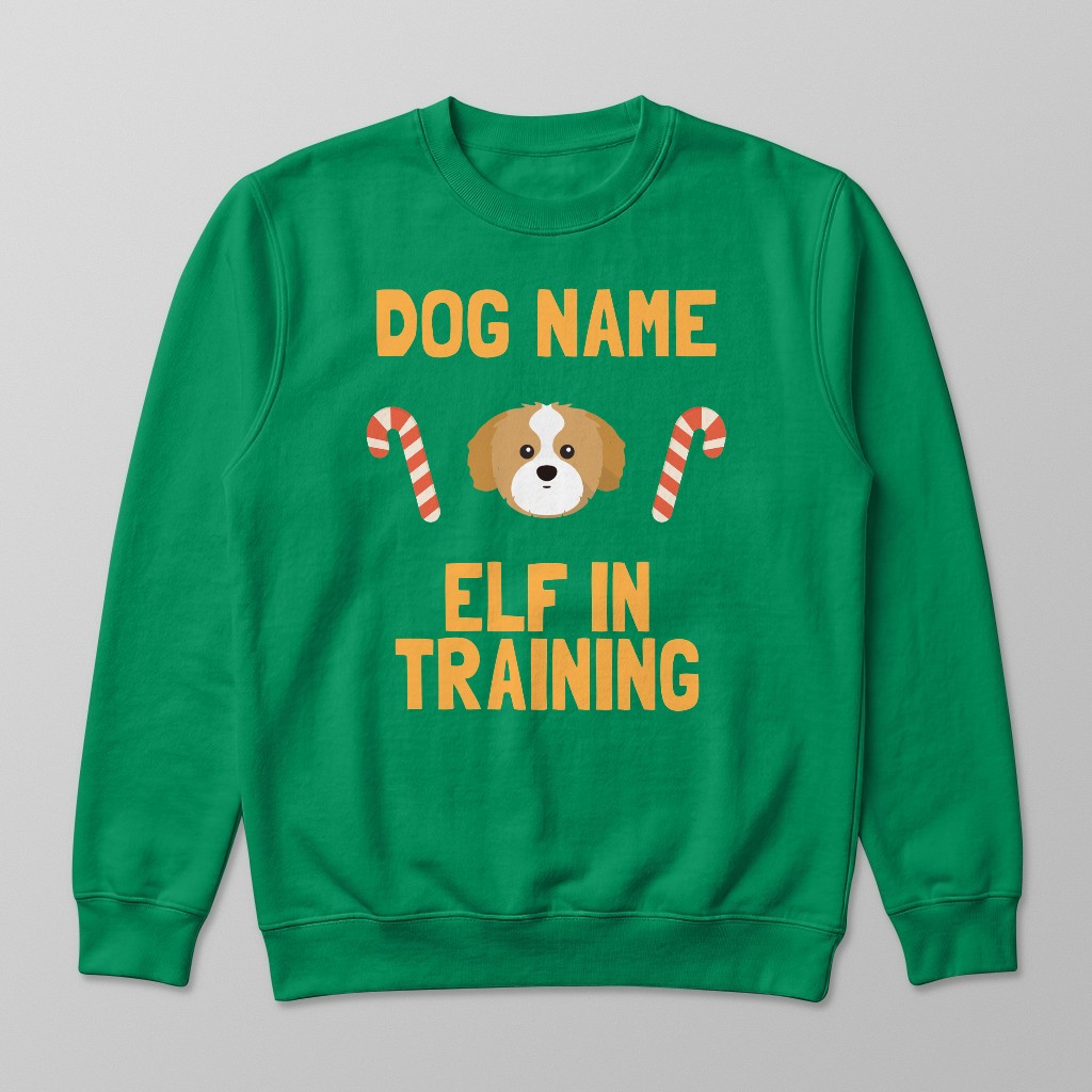 Elf In Training: Personalised {breedFullName} Sweatshirt