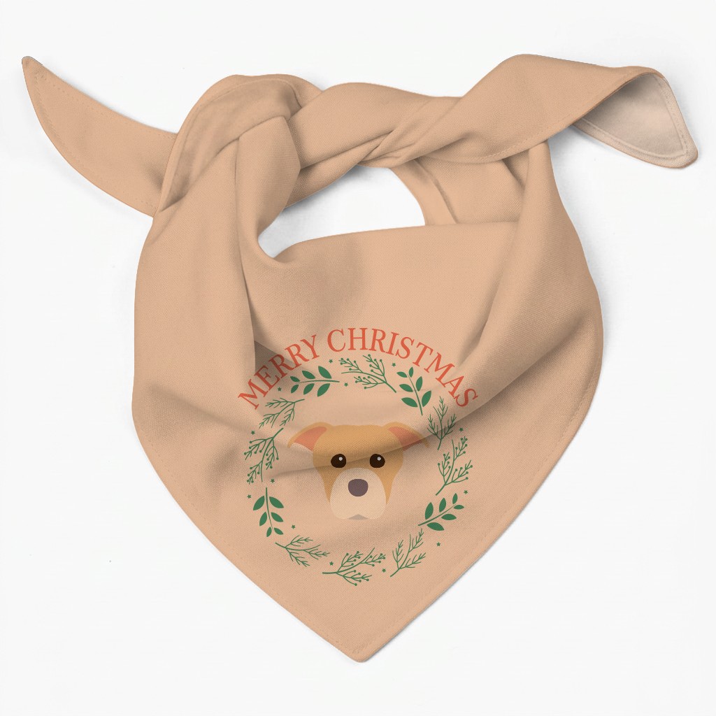 Merry Christmas Wreath: Personalised {breedFullName} Bandana