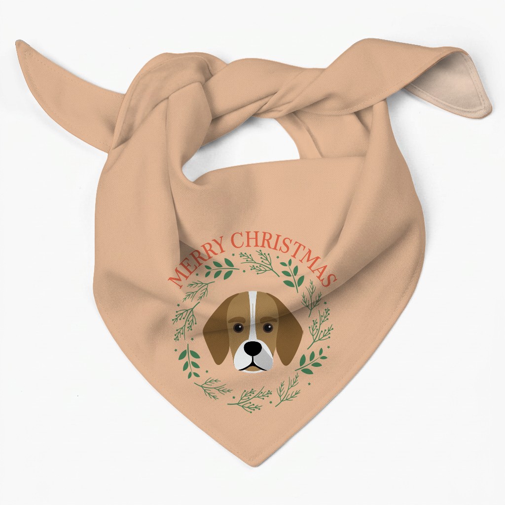 Merry Christmas Wreath: Personalised {breedFullName} Bandana