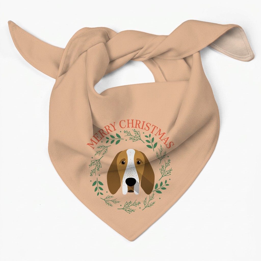 Merry Christmas Wreath: Personalised {breedFullName} Bandana