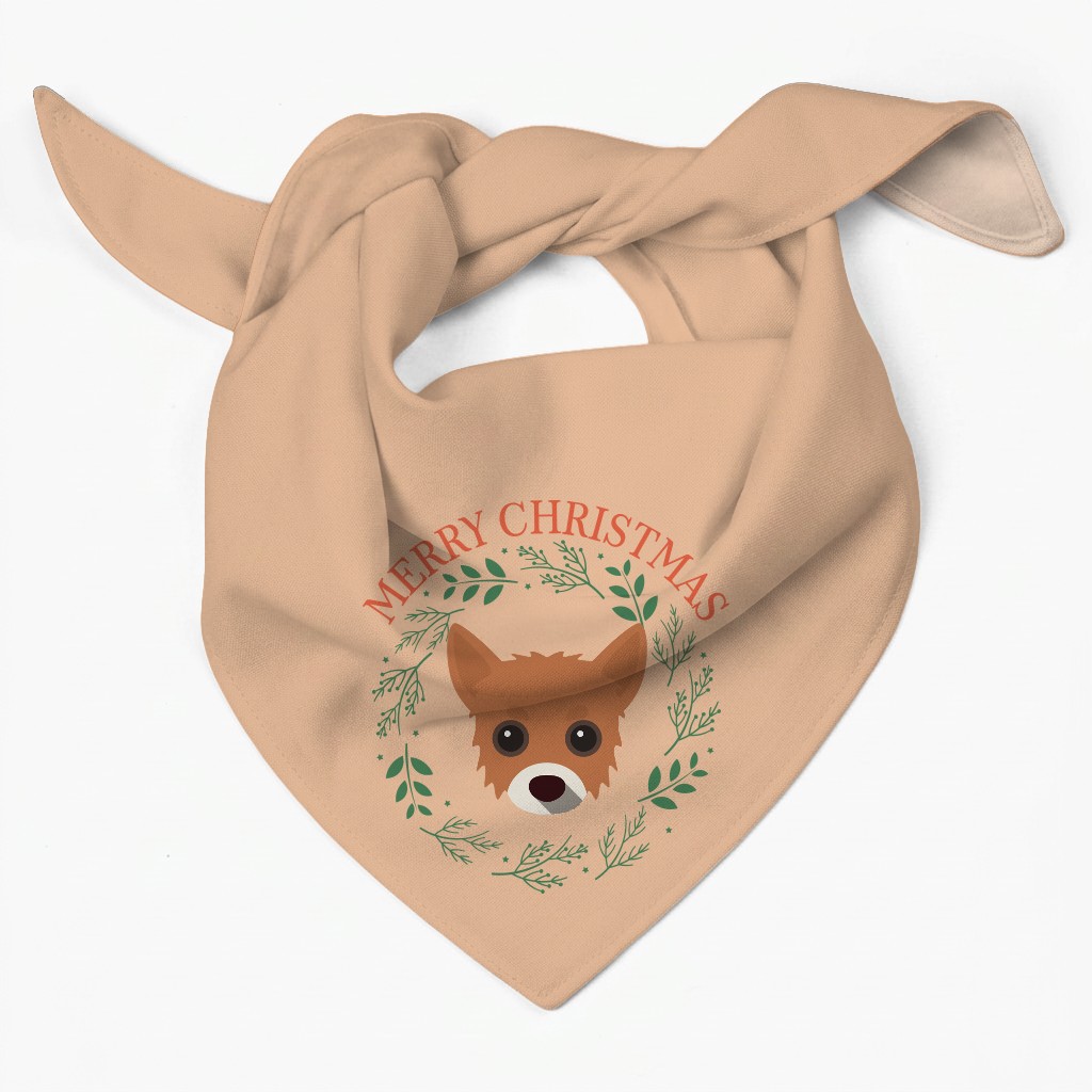 Merry Christmas Wreath: Personalised {breedFullName} Bandana