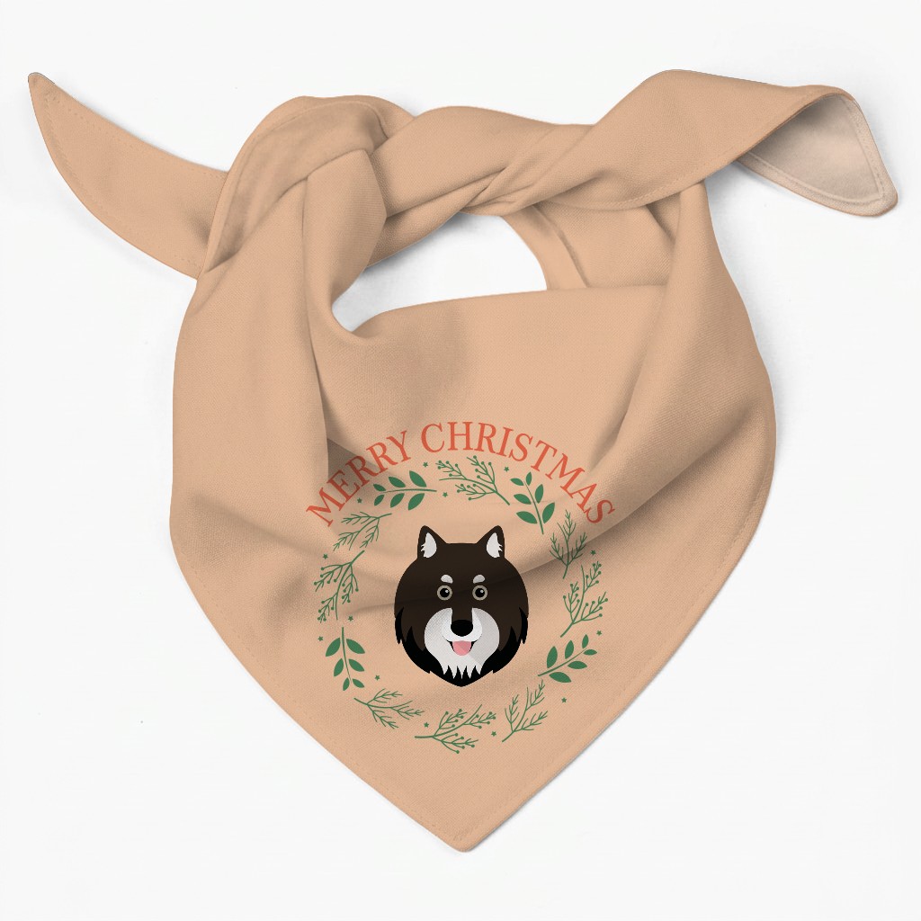 Merry Christmas Wreath: Personalised {breedFullName} Bandana