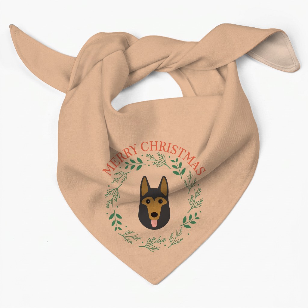 Merry Christmas Wreath: Personalised {breedFullName} Bandana