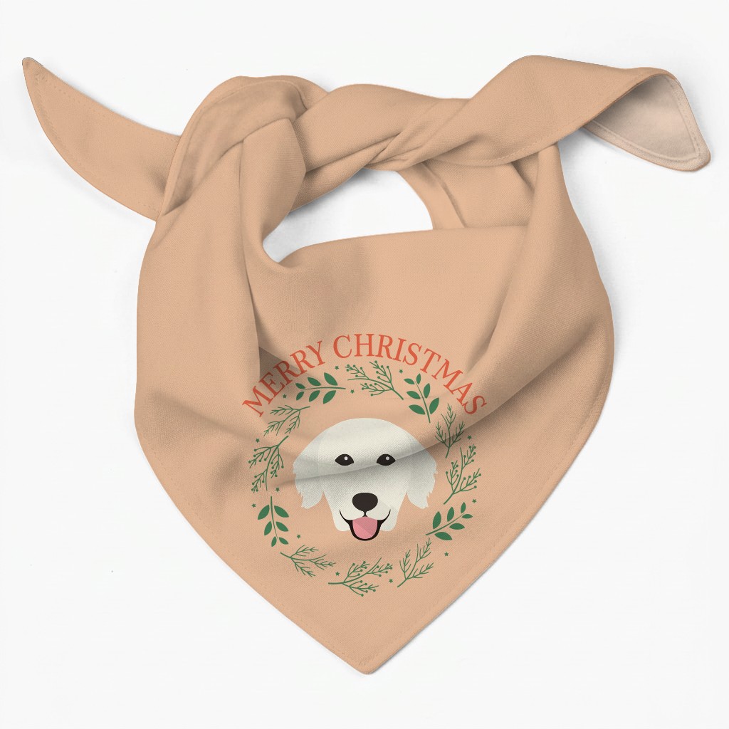 Merry Christmas Wreath: Personalised {breedFullName} Bandana