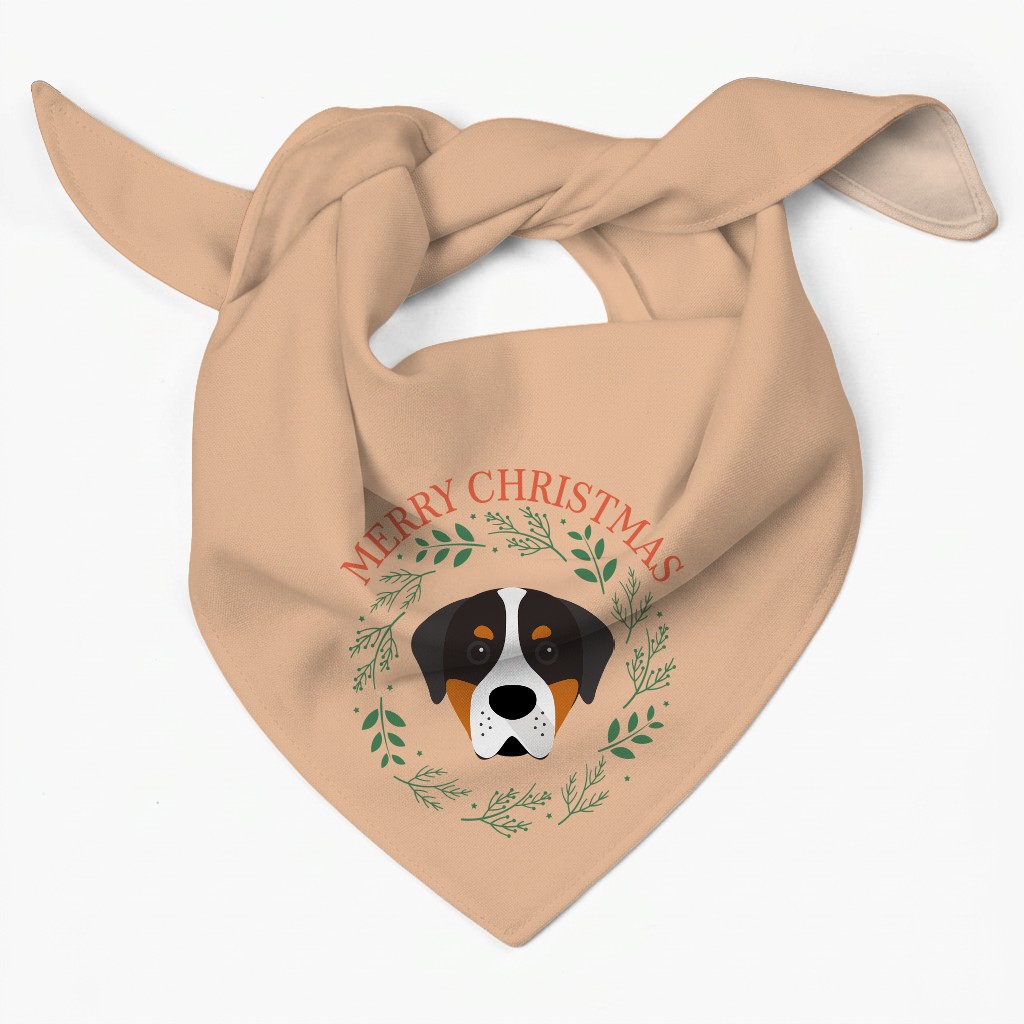 Merry Christmas Wreath: Personalised {breedFullName} Bandana