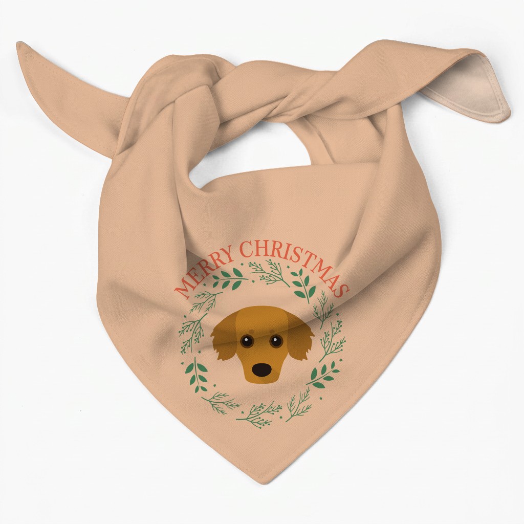 Merry Christmas Wreath: Personalised {breedFullName} Bandana
