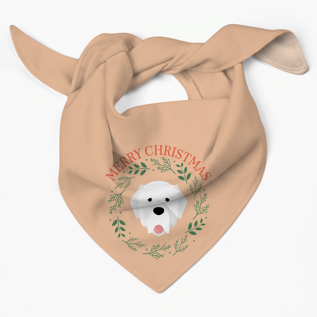 Merry Christmas Wreath: Personalised {breedFullName} Bandana