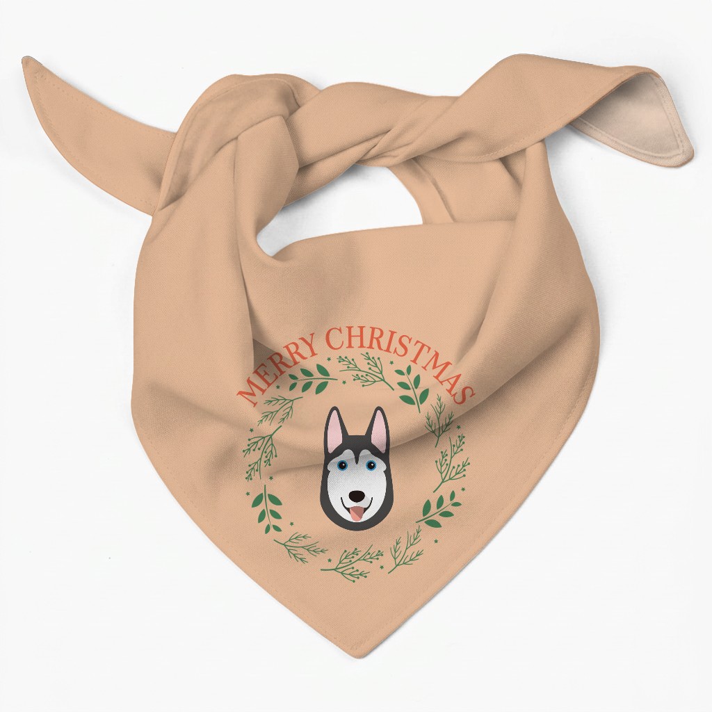 Merry Christmas Wreath: Personalised {breedFullName} Bandana