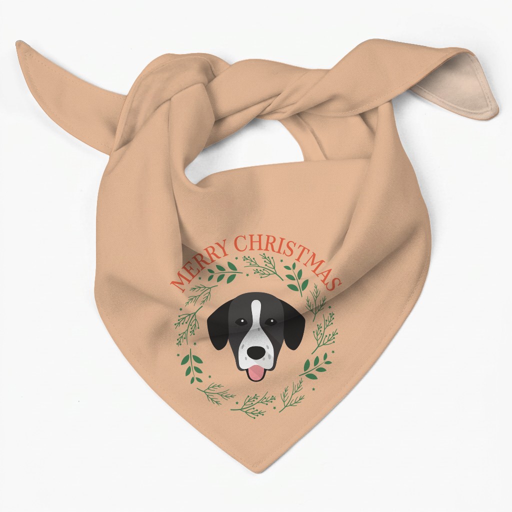 Merry Christmas Wreath: Personalized {breedFullName} Bandana