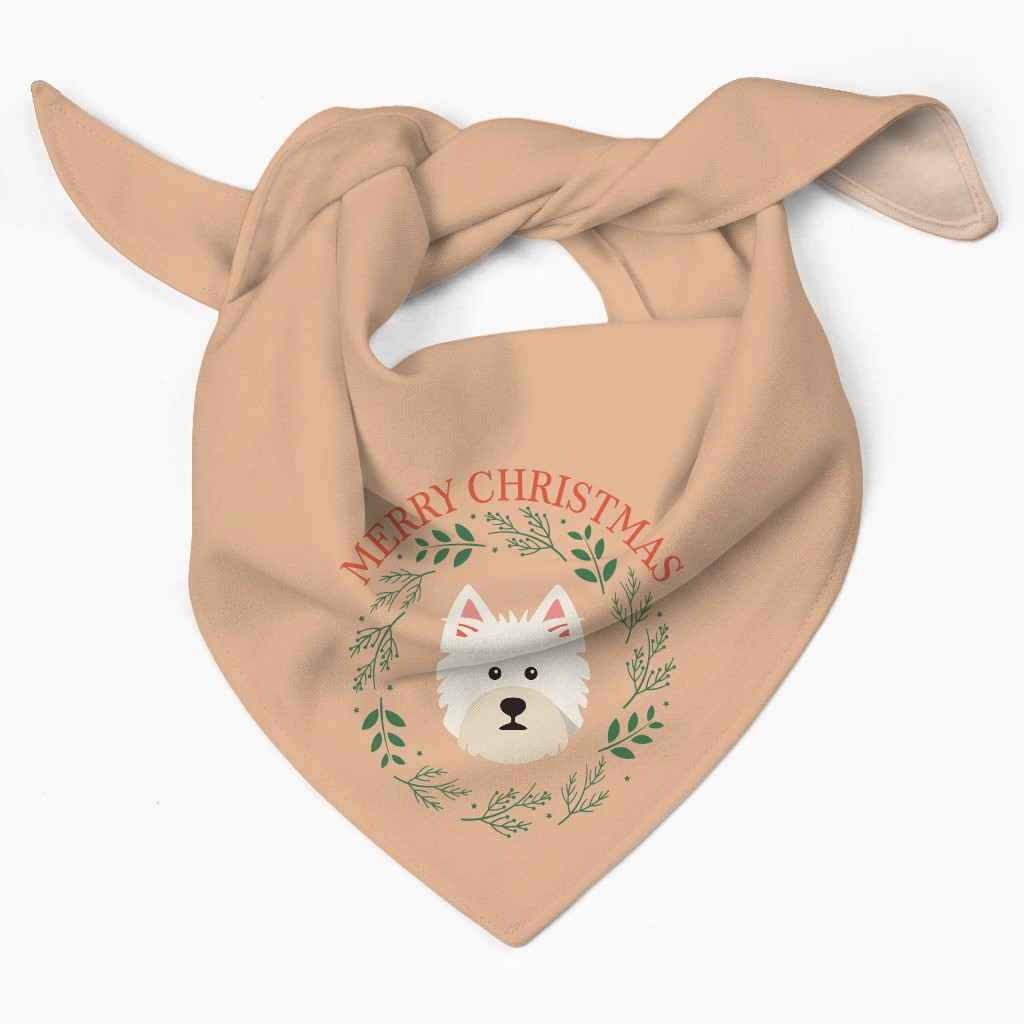 Merry Christmas Wreath: Personalised {breedFullName} Bandana