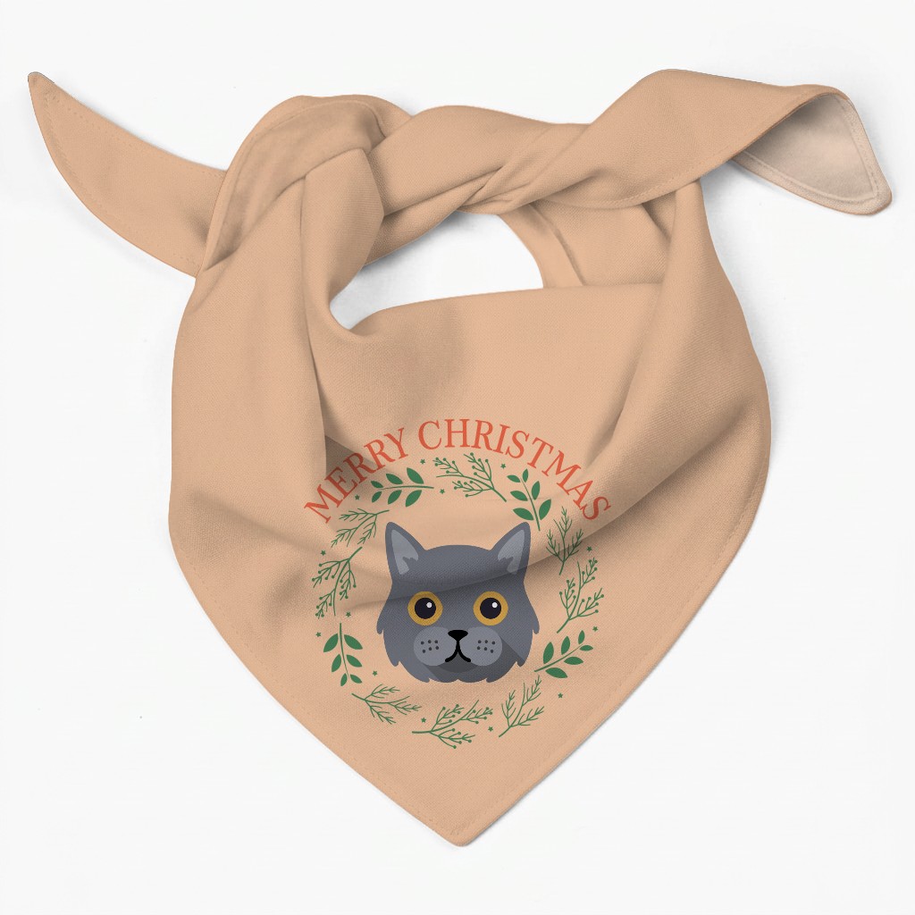 Merry Christmas Wreath: Personalised {breedFullName} Bandana