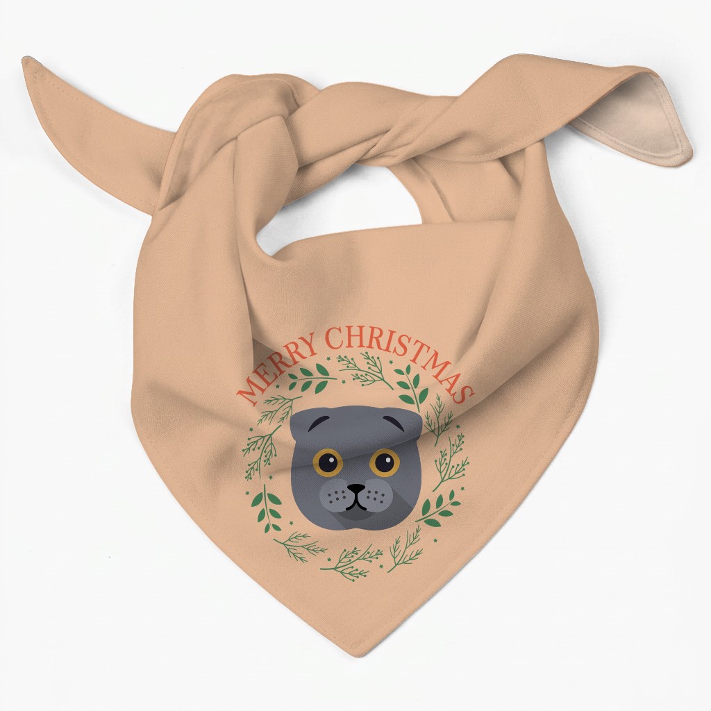 Merry Christmas Wreath: Personalized {breedFullName} Bandana