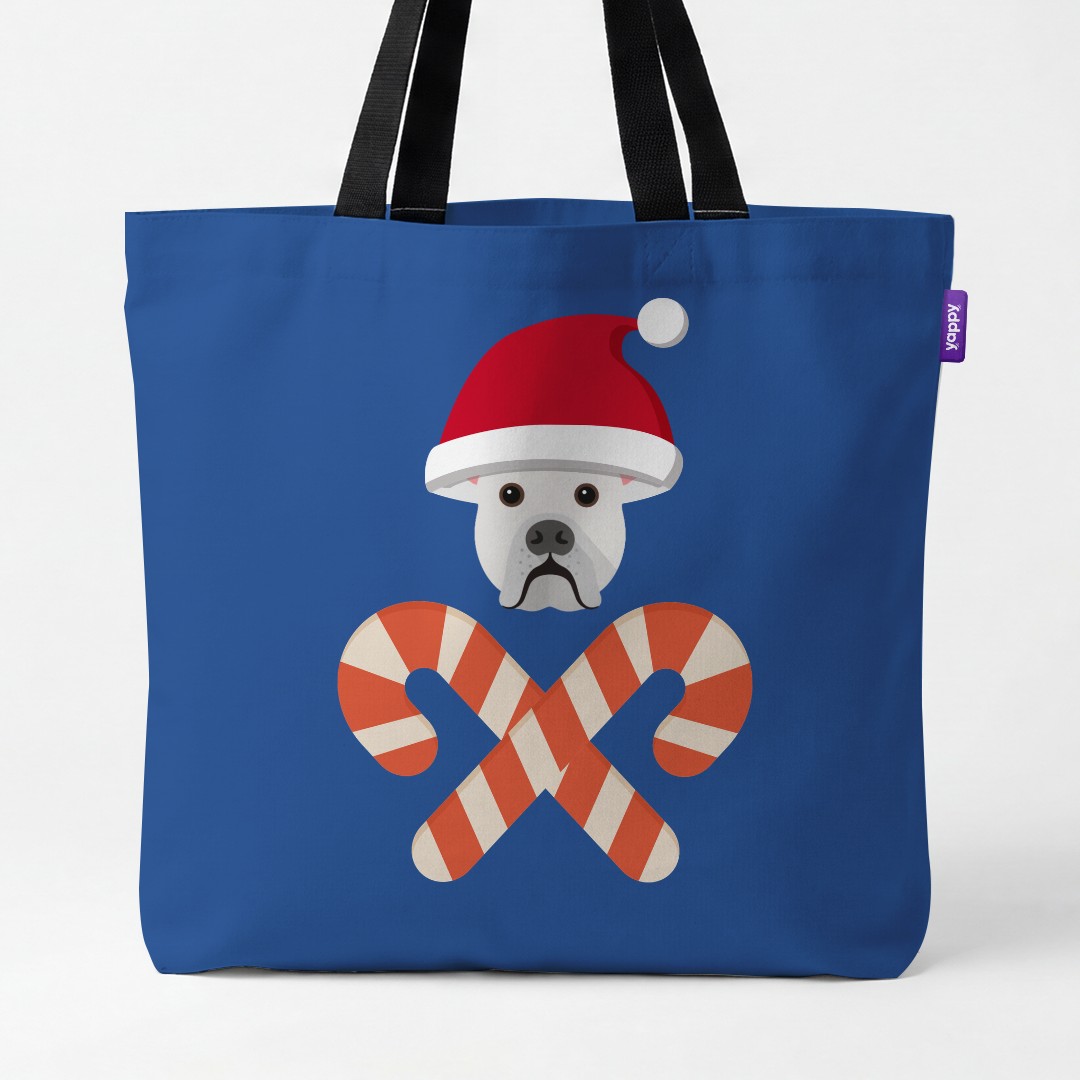 'Candy Cane Crossbones' - Personalised {breedCommonName} Canvas Bag