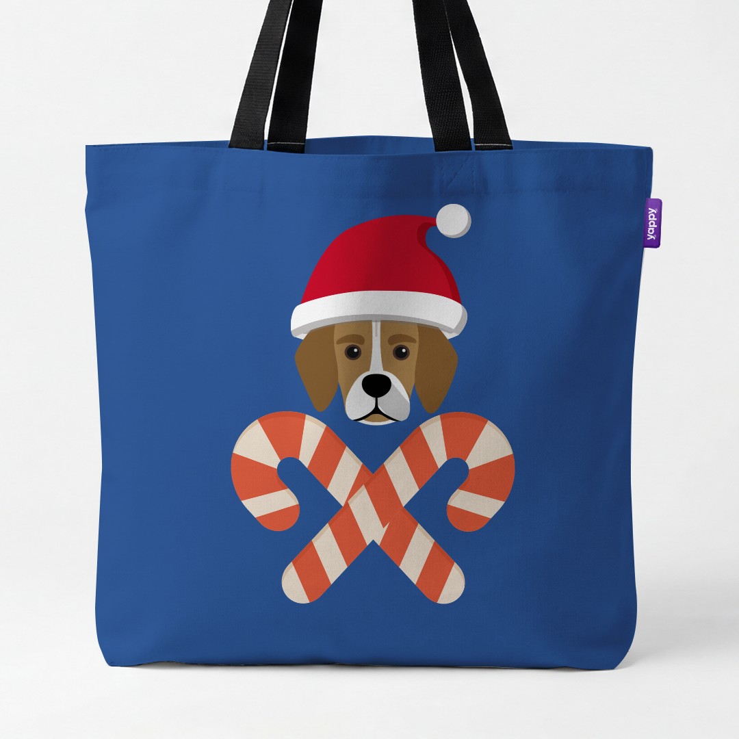 'Candy Cane Crossbones' - Personalised {breedCommonName} Canvas Bag