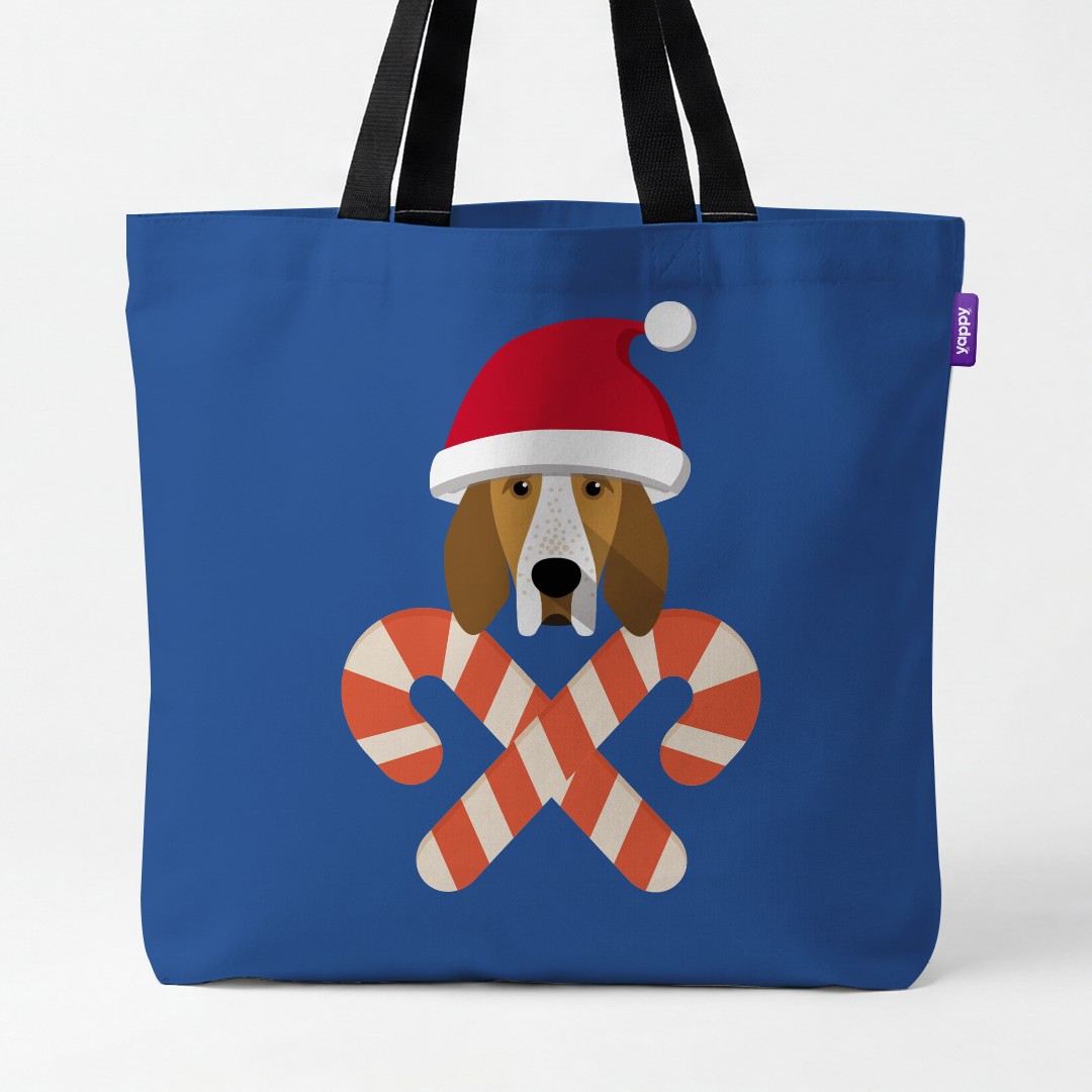 'Candy Cane Crossbones' - Personalised {breedCommonName} Canvas Bag
