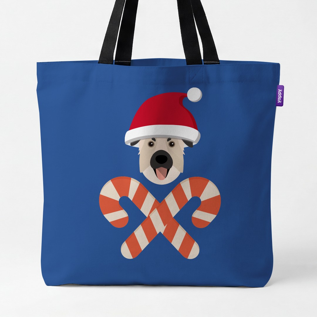 'Candy Cane Crossbones' - Personalised {breedCommonName} Canvas Bag