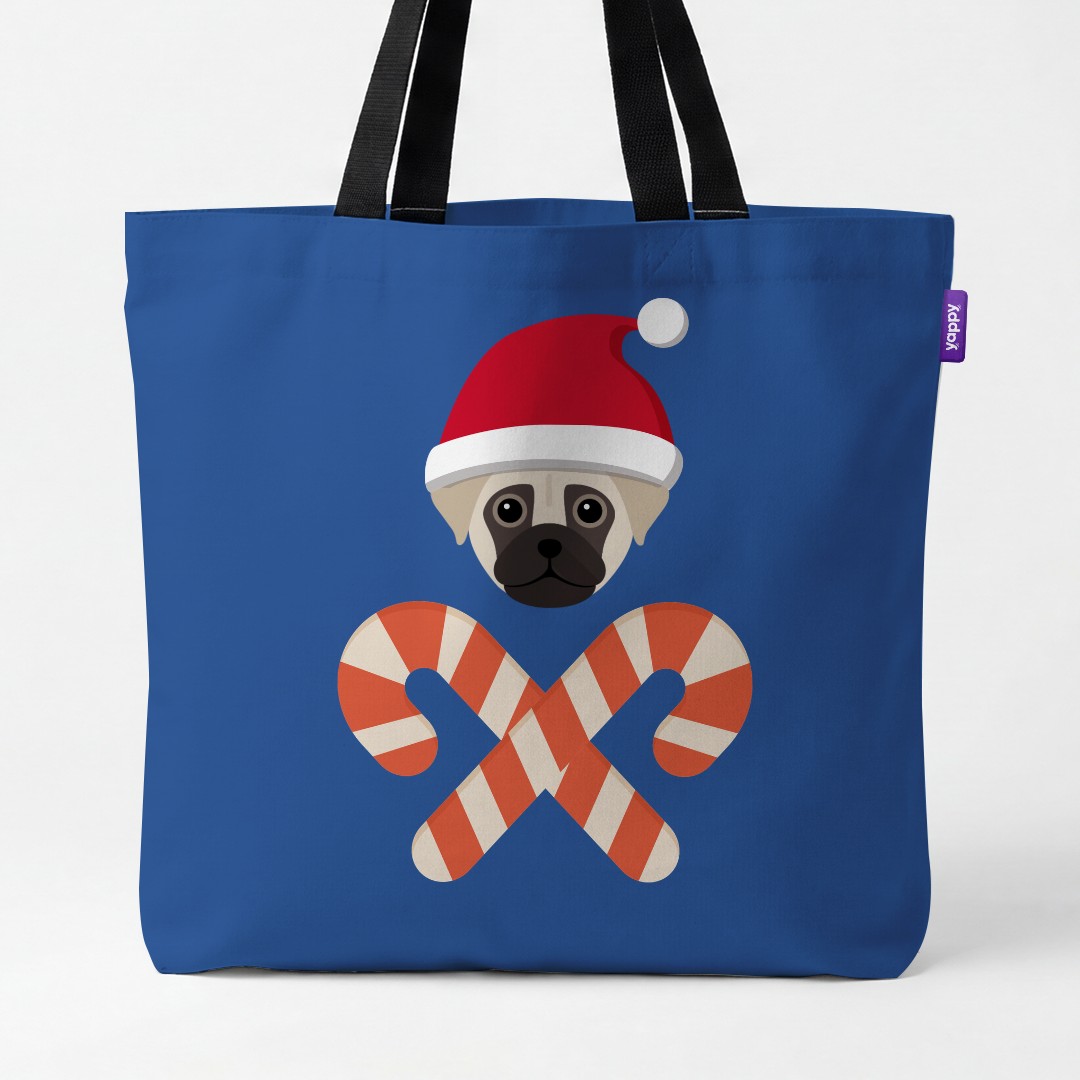 'Candy Cane Crossbones' - Personalised {breedCommonName} Canvas Bag
