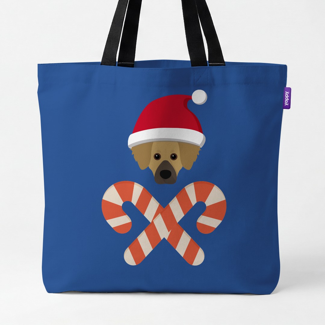'Candy Cane Crossbones' - Personalised {breedCommonName} Canvas Bag