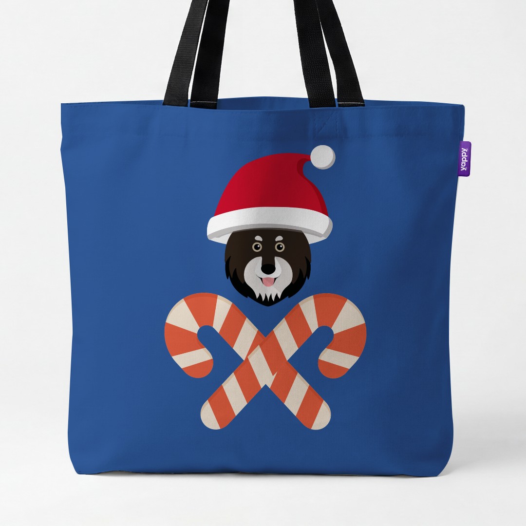 'Candy Cane Crossbones' - Personalised {breedCommonName} Canvas Bag