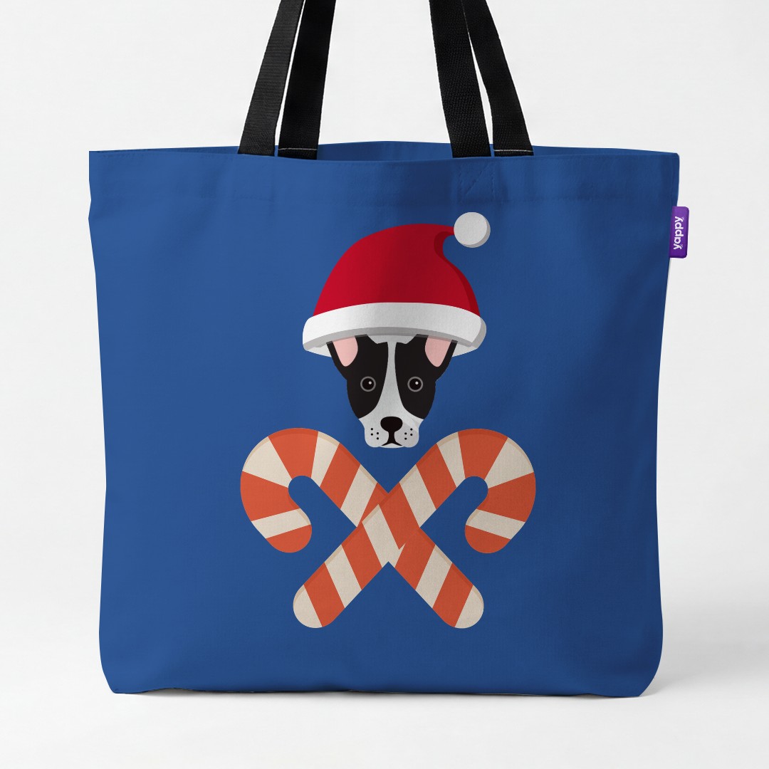 'Candy Cane Crossbones' - Personalised {breedCommonName} Canvas Bag