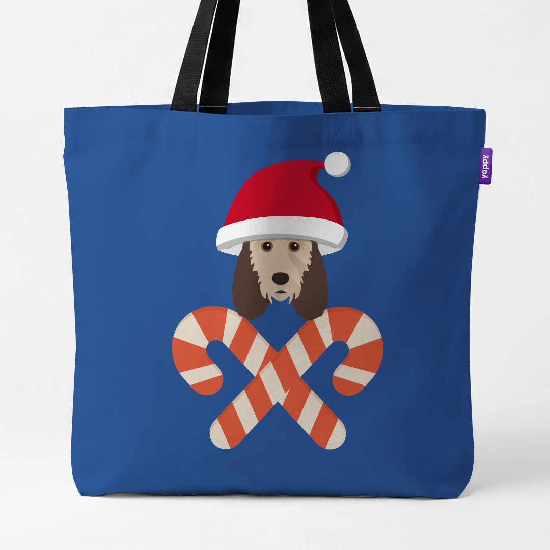 'Candy Cane Crossbones' - Personalised {breedCommonName} Canvas Bag
