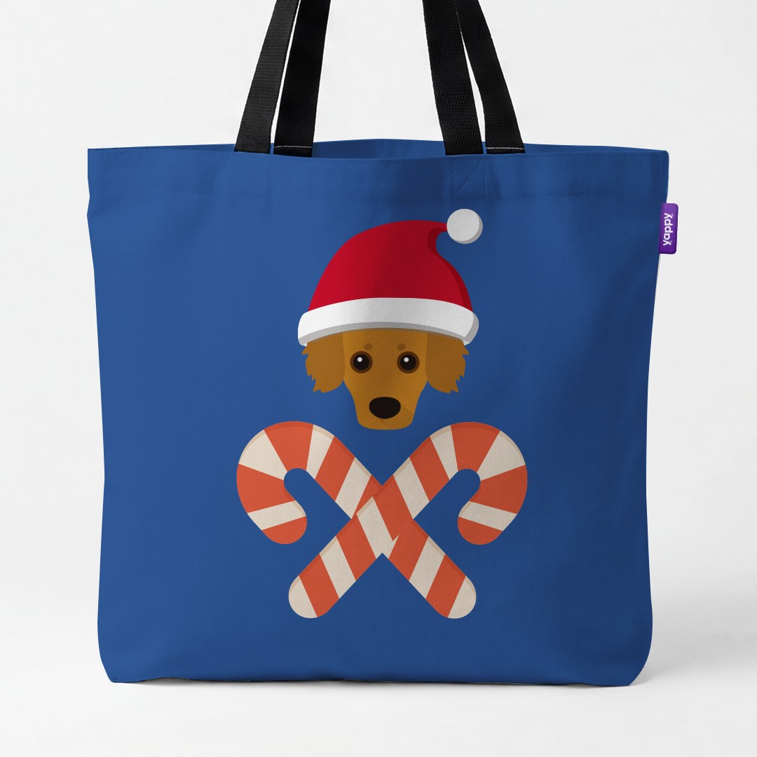 'Candy Cane Crossbones' - Personalised {breedCommonName} Canvas Bag