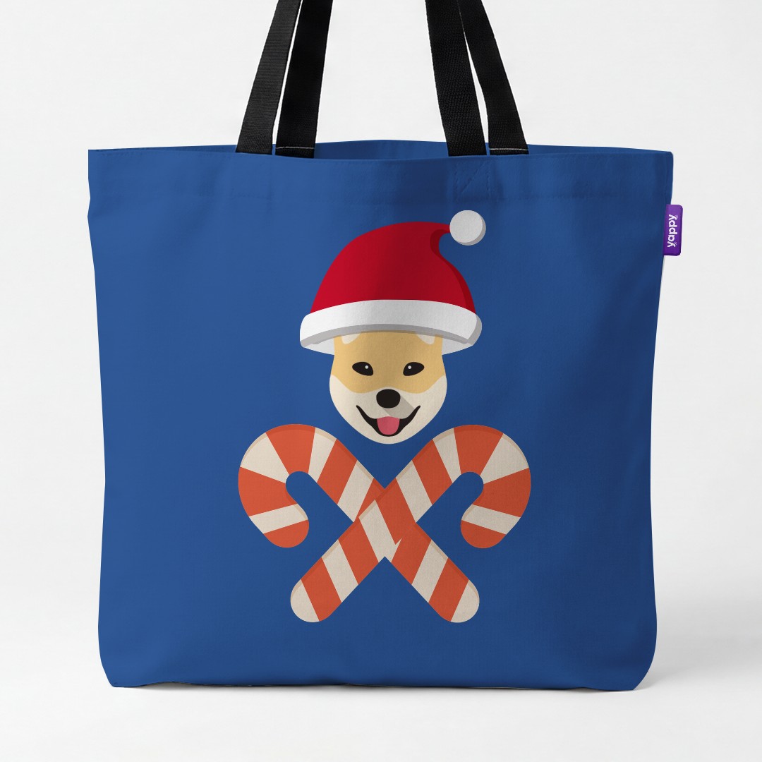 'Candy Cane Crossbones' - Personalised {breedCommonName} Canvas Bag