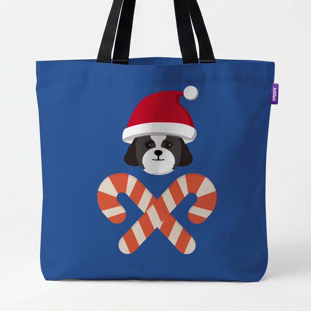 'Candy Cane Crossbones' - Personalised {breedCommonName} Canvas Bag