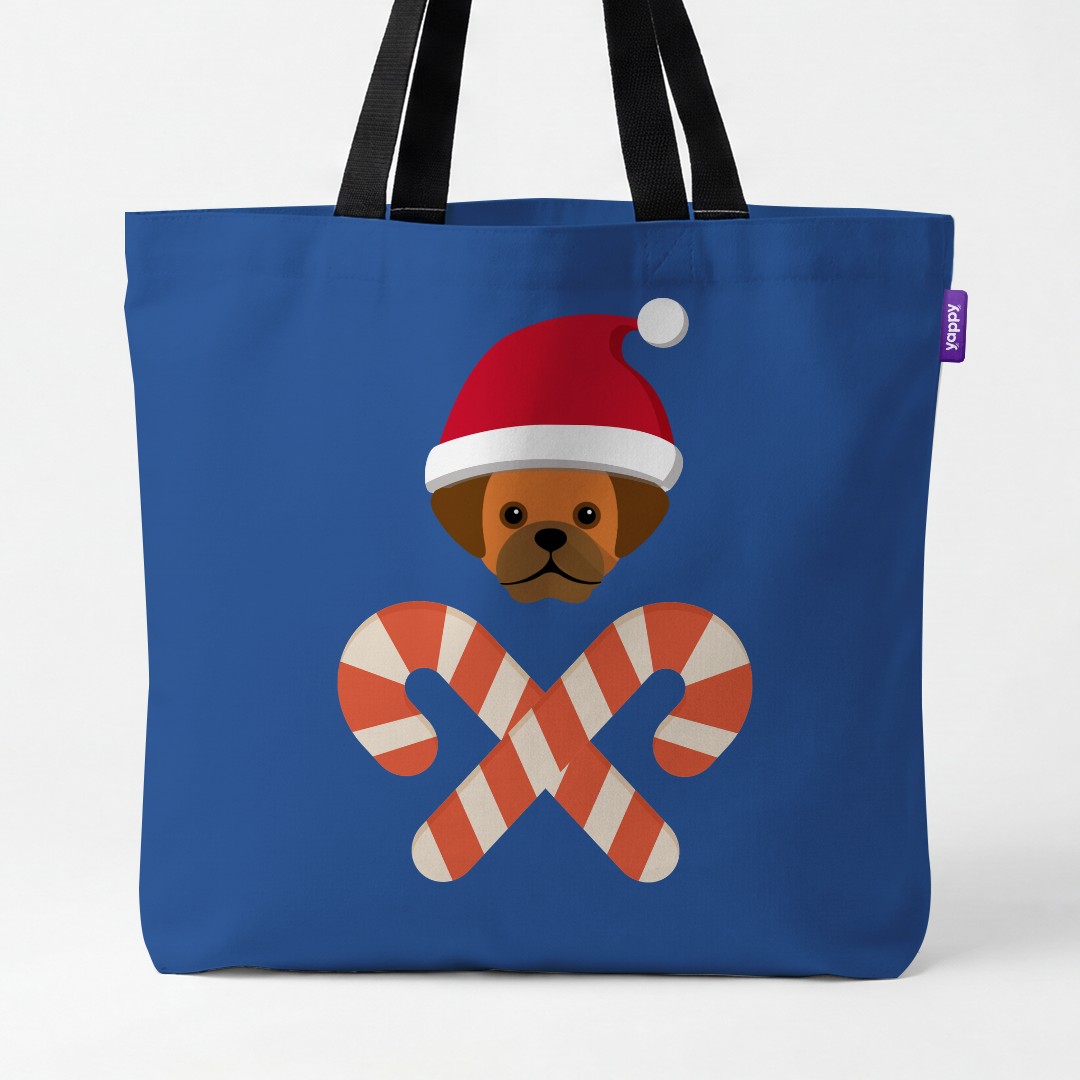 'Candy Cane Crossbones' - Personalised {breedCommonName} Canvas Bag