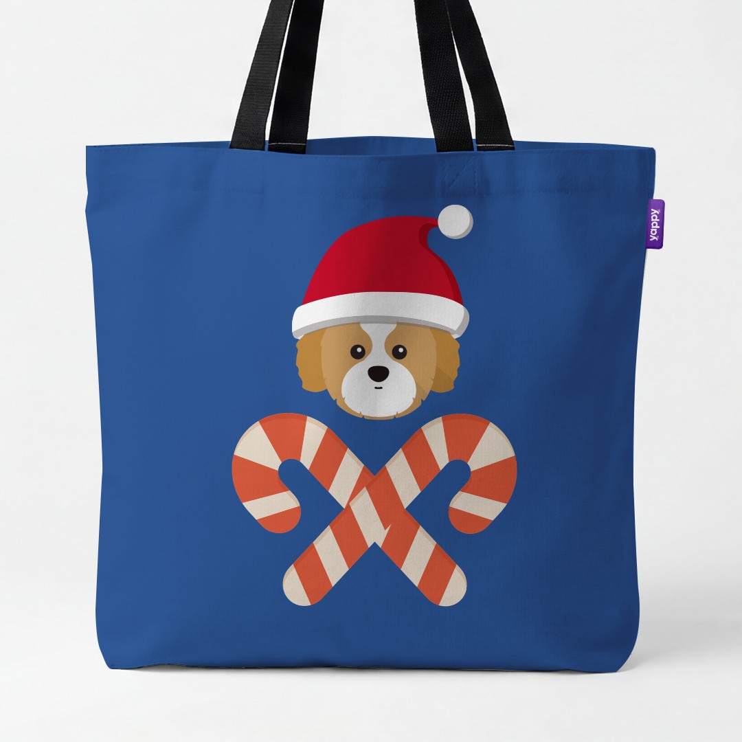 'Candy Cane Crossbones' - Personalised {breedCommonName} Canvas Bag