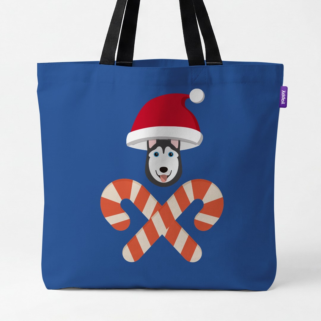 'Candy Cane Crossbones' - Personalised {breedCommonName} Canvas Bag
