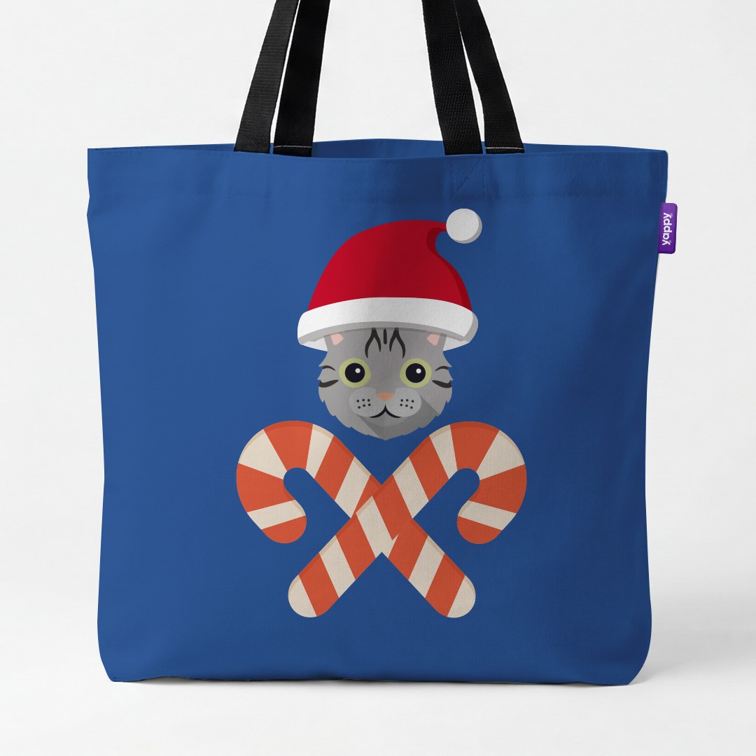 'Candy Cane Crossbones' - Personalised {breedCommonName} Canvas Bag