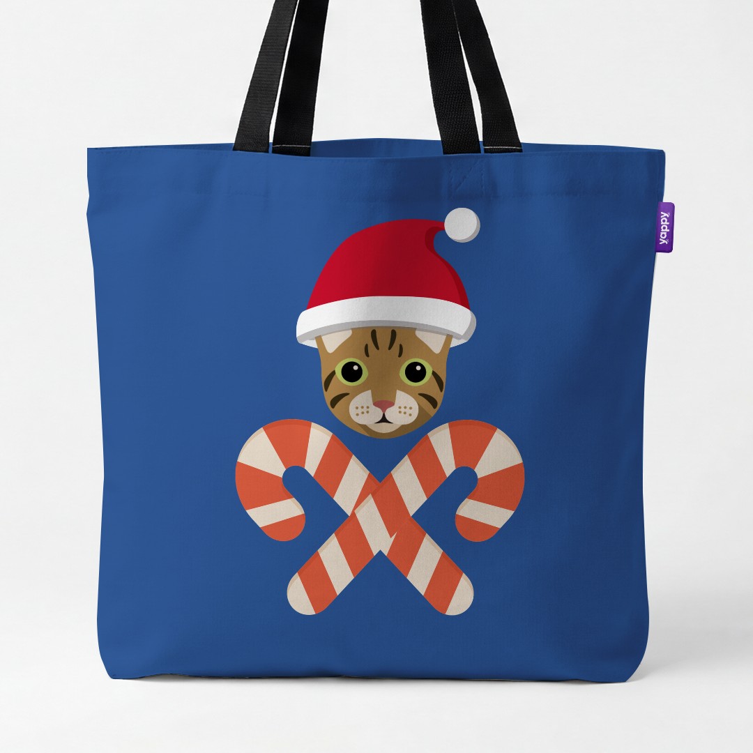 'Candy Cane Crossbones' - Personalised {breedCommonName} Canvas Bag