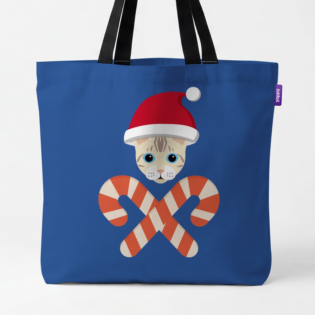 'Candy Cane Crossbones' - Personalised {breedCommonName} Canvas Bag