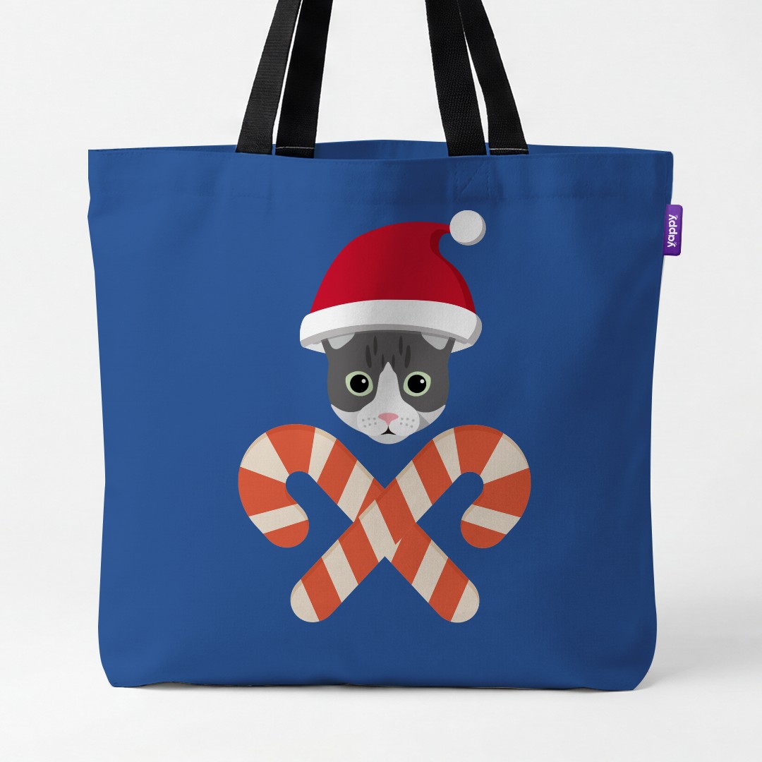 'Candy Cane Crossbones' - Personalised {breedCommonName} Canvas Bag