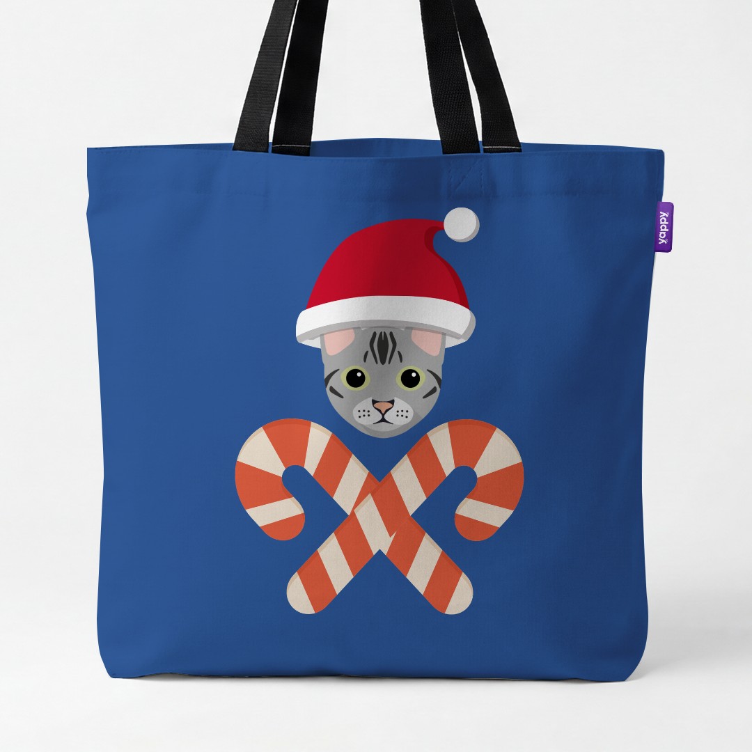 'Candy Cane Crossbones' - Personalised {breedCommonName} Canvas Bag