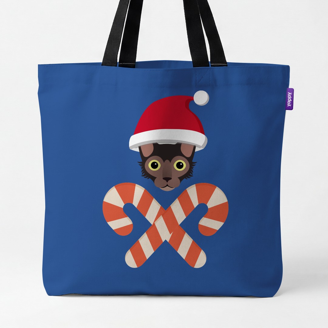 'Candy Cane Crossbones' - Personalised {breedCommonName} Canvas Bag