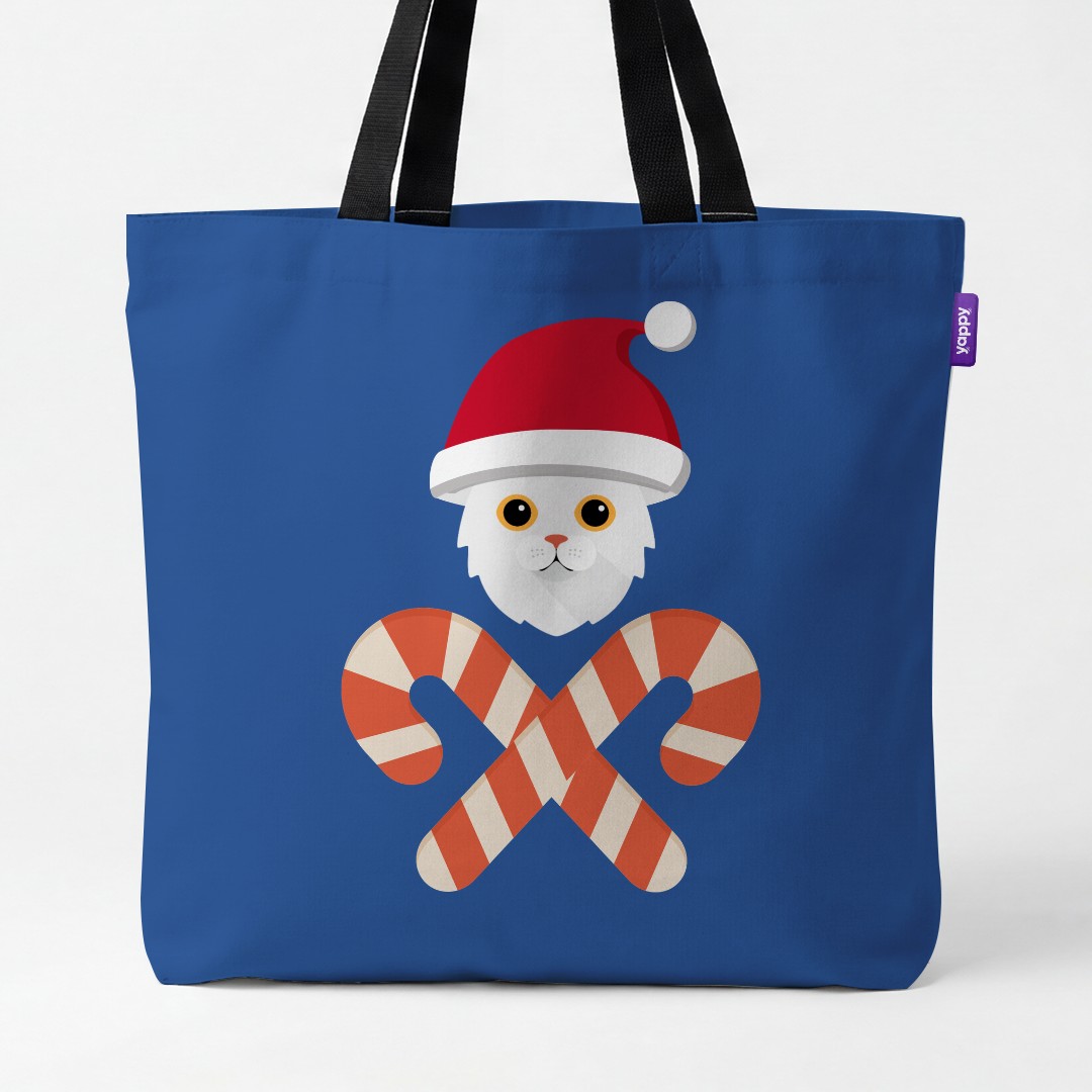 'Candy Cane Crossbones' - Personalised {breedCommonName} Canvas Bag