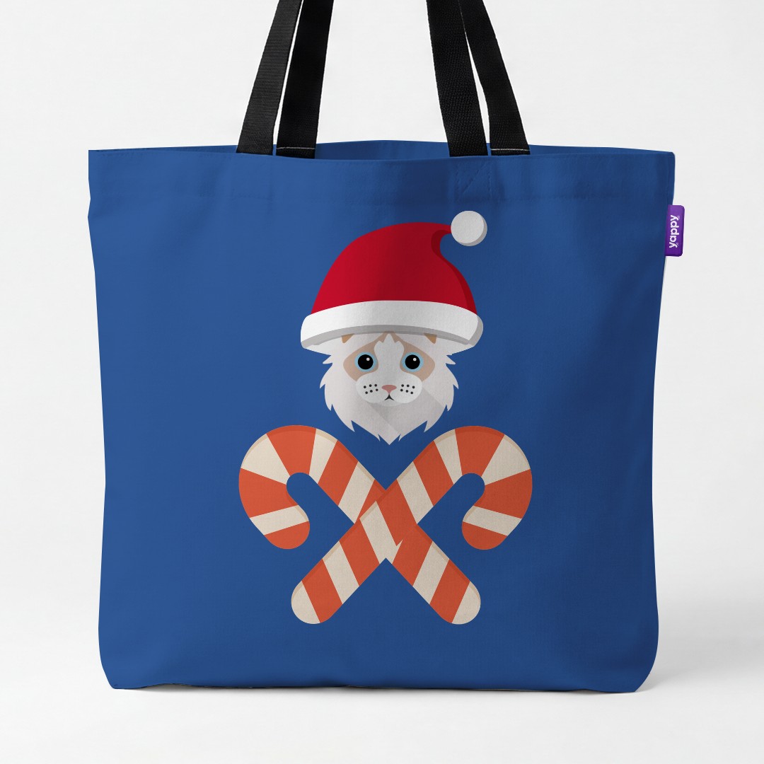 'Candy Cane Crossbones' - Personalised {breedCommonName} Canvas Bag