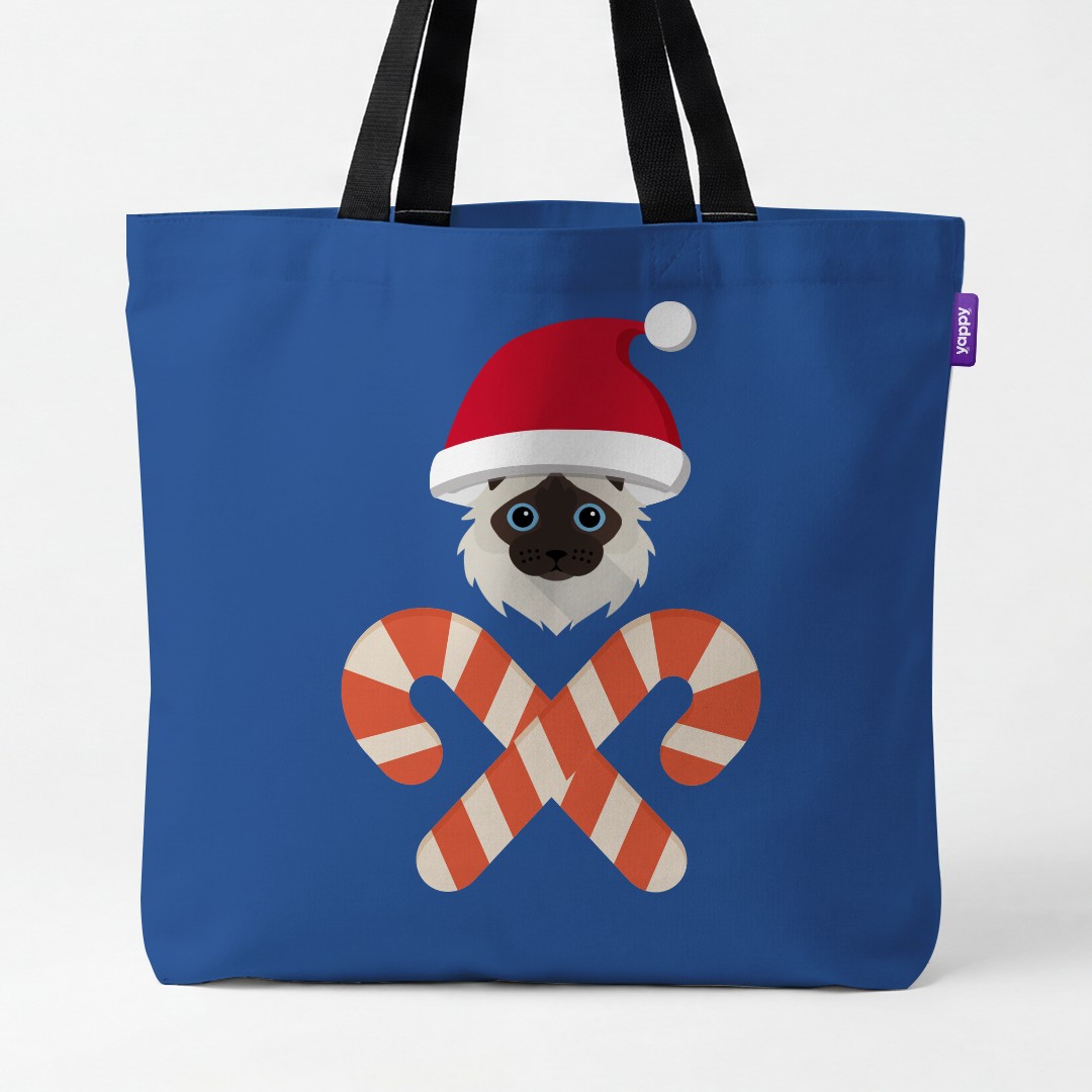 'Candy Cane Crossbones' - Personalised {breedCommonName} Canvas Bag