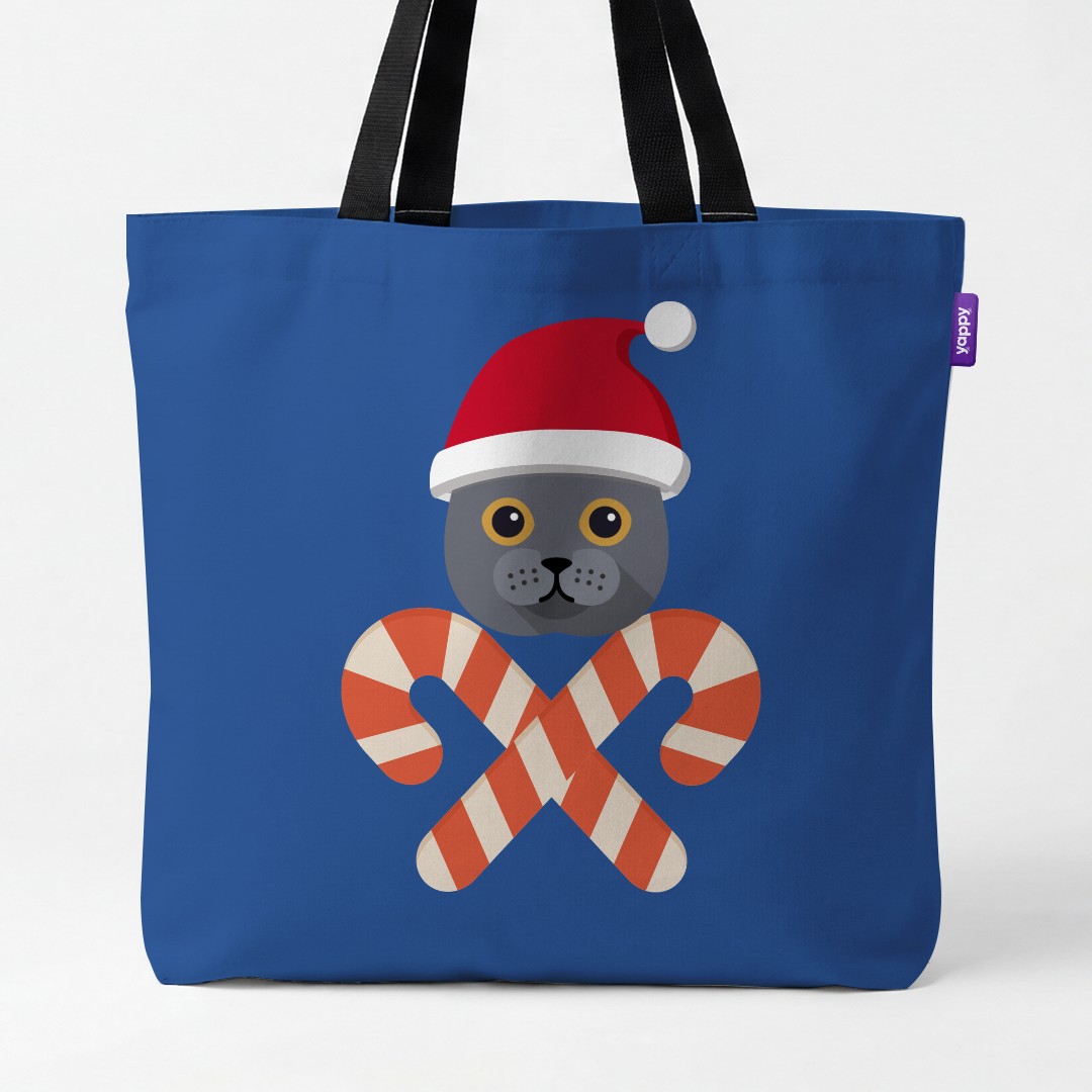 'Candy Cane Crossbones' - Personalised {breedCommonName} Canvas Bag