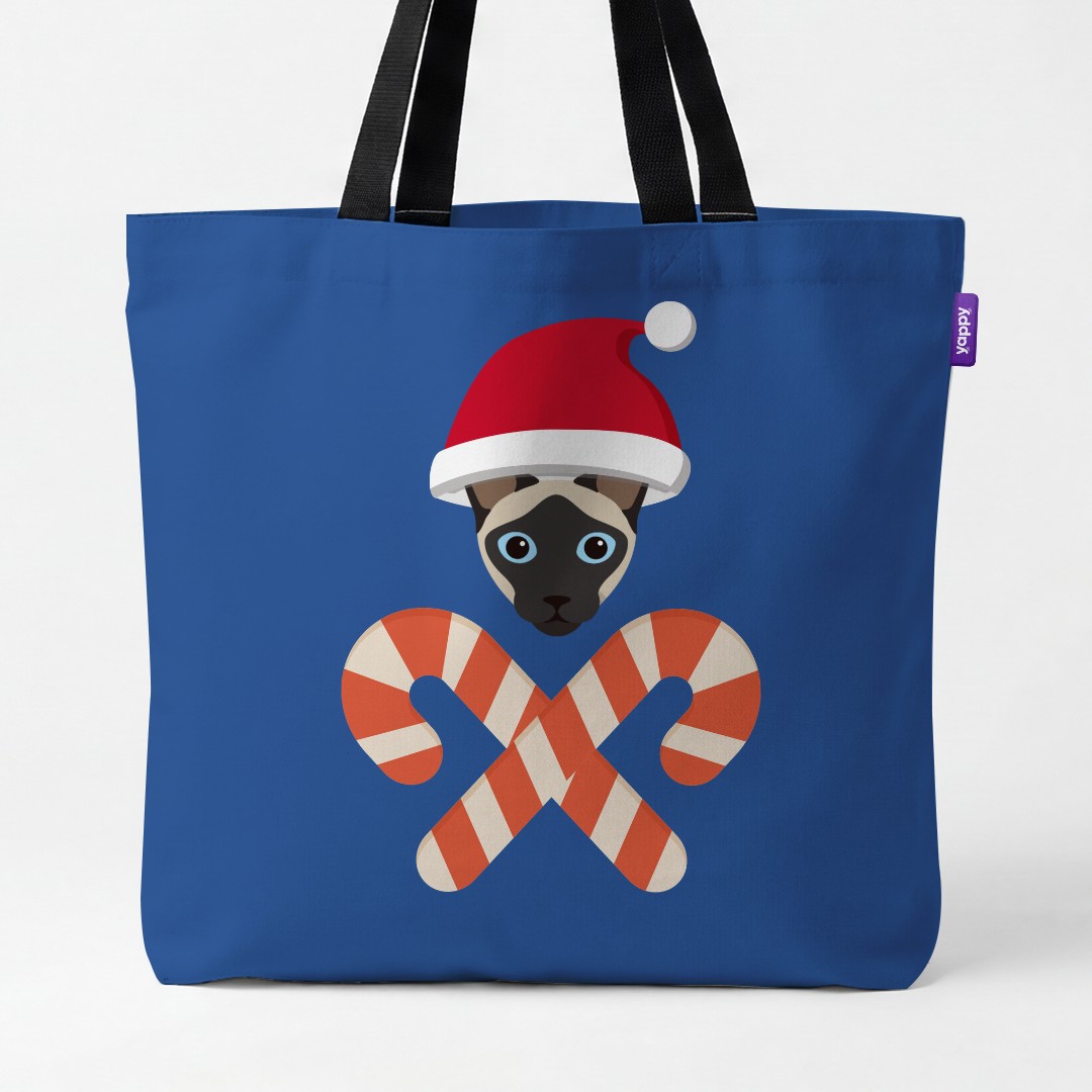 'Candy Cane Crossbones' - Personalised {breedCommonName} Canvas Bag